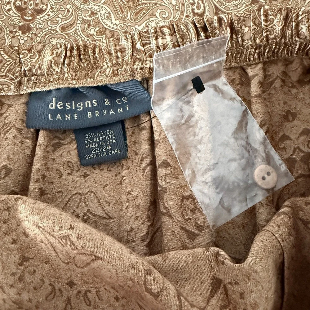 Lane Bryant Designs & Co Midi Skirt Plus Size 22/24 Paisley Satin Quiet Luxury - Picture 5 of 7